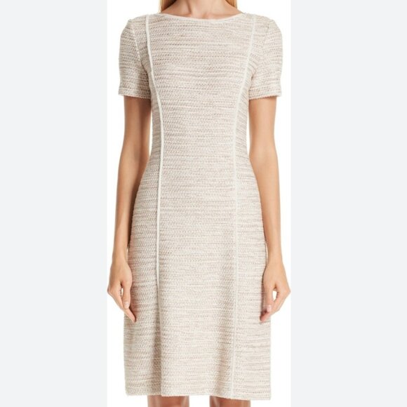St. John Dresses & Skirts - St John Womens Midi Dress Tweed Wool Blend Cream Sz 6 Made in USA Luxury Formal